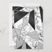 Luxurous Silver Black Glitter Geo Marble Wedding Kaart (Achterkant)