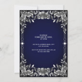 Luxurous Silver Carving Foliage Wedding Kaart (Achterkant)