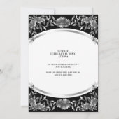 Luxurous Silver Engraved Foliage Wedding Kaart (Achterkant)