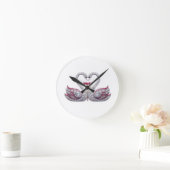 Luxury 3D Diamond Swans Heart - Elegant Wall Clock Ronde Klok (Huis)