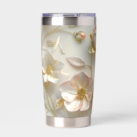 Luxury 3D Embossed Floral Gold Foil Elegant Geïsoleerde Drinkbeker (Voorkant)