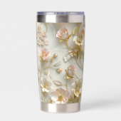 Luxury 3D Embossed Floral Gold Foil Elegant  Geïsoleerde Drinkbeker (Achterkant)