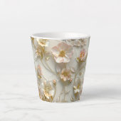 Luxury 3D Embossed Floral Gold Foil Elegant  Latte Mok (Voorkant)