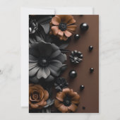Luxury 3D Floral Bronze & Black Wedding Invitation Bedankkaart (Achterkant)