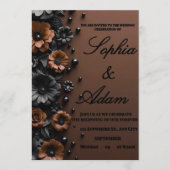 Luxury 3D Floral Bronze & Black Wedding Invitation Kaart (Voorkant)