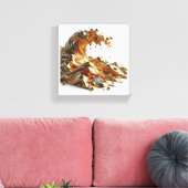 Luxury 3D Liquid Gold Wave - Metallic Fluid Abstra Canvas Afdruk (Insitu (Woonkamer))