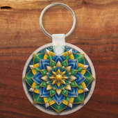 Luxury 3D Mandala Keychain - Geometric Gold & Gree (Achterkant)