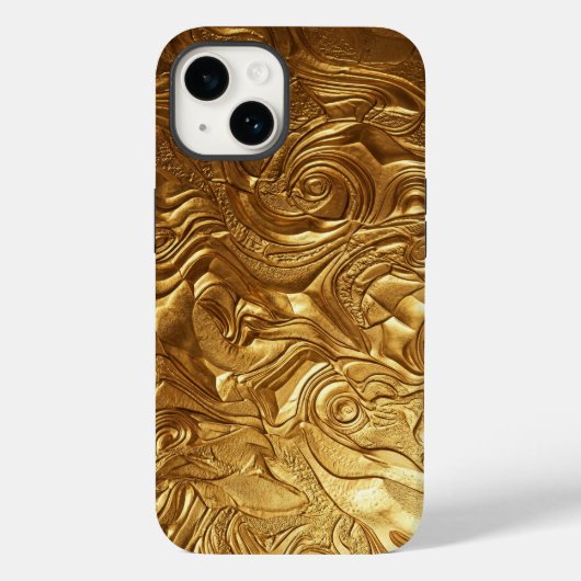 Luxury 3D Metallic Liquid Gold Texture iPhone Case (Achterkant)