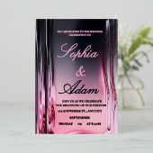 Luxury 3D Pink Glossy Wedding Invitation Folie Uitnodiging (Staand Voorkant)