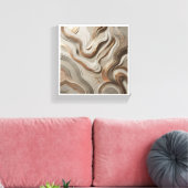 Luxury 3D Sculpted Marble Waves - Elegant Gold and Canvas Afdruk (Insitu (Woonkamer))