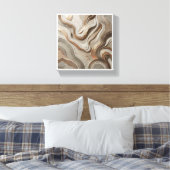 Luxury 3D Sculpted Marble Waves - Elegant Gold and Canvas Afdruk (Insitu (Slaapkamer))