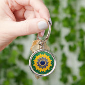Luxury 3D Solar Mandala Keychain - Gold & Emerald  (Hand)