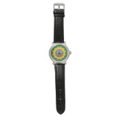 Luxury 3D Solar Mandala Keychain - Gold & Emerald  Horloge (Vlak)
