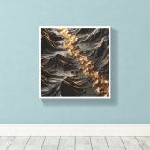Luxury 3D Topography Abstract - Golden Gold River Canvas Afdruk (Insitu (Houten vloer))