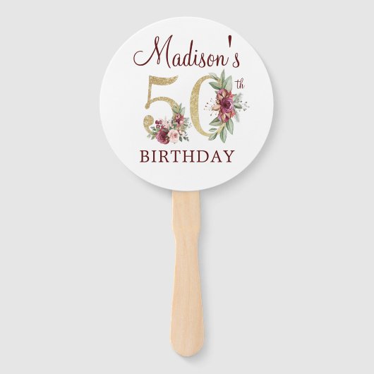 Luxury 50th Birthday Foto Handwaaier (Voorkant)