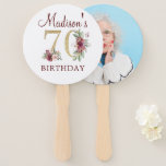 Luxury 70th Birthday Foto Hand Fan Handwaaier<br><div class="desc">Luxe 70e verjaardag Burgundy Gold Floral design. Overeenkomende producten zijn te vinden in het collectie van de Bourgogne Gold Birthday.</div>