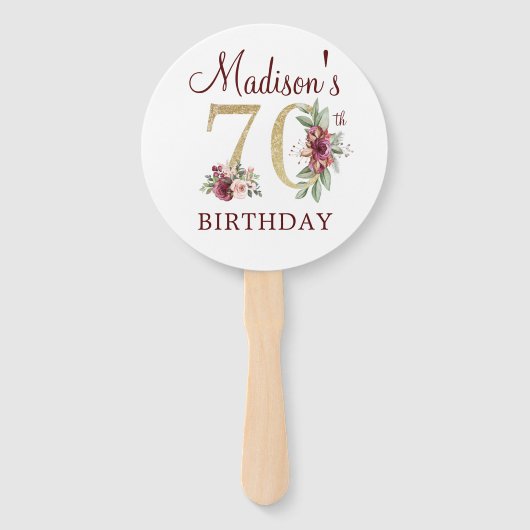 Luxury 70th Birthday Foto Hand Fan Handwaaier (Voorkant)