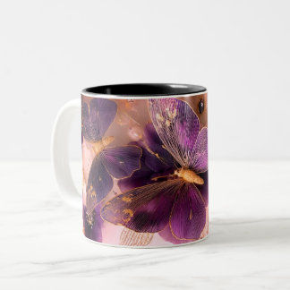 Luxury A butterfly with flower Marble Coffee Mug  Tweekleurige Koffiemok