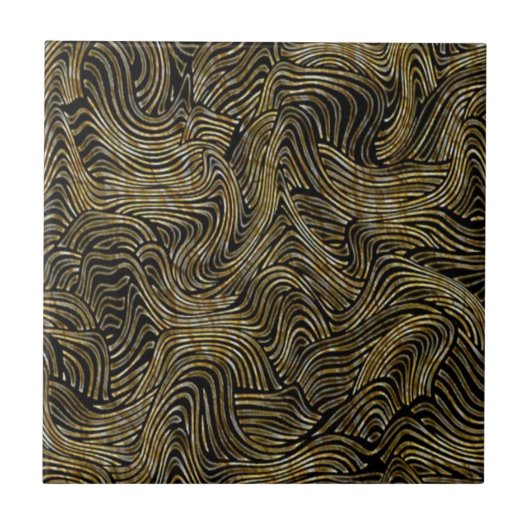 Luxury Abstract Gold Wave Line Pattern Tegeltje (Voorkant)