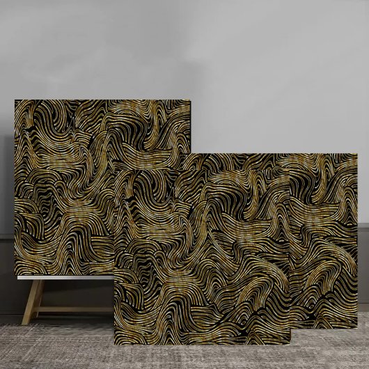 Luxury Abstract Gold Wave Line Pattern Tegeltje