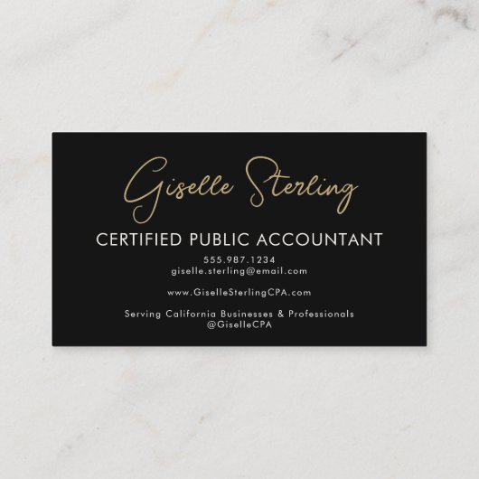 Luxury Accountant CPA QR Code Black Gold Photo Visitekaartje (Achterkant)