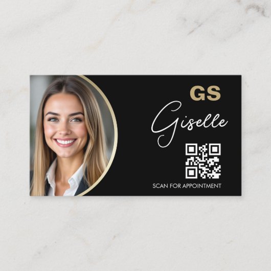 Luxury Accountant CPA QR Code Black Gold Photo Visitekaartje (Voorkant)