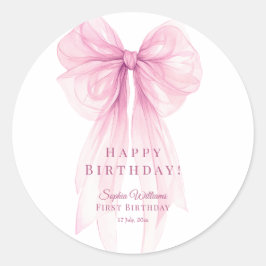 Luxury Acrylic Baby Shower Invitation Clear Pink Ronde Sticker