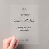 Luxury Acrylic Wedding Invitation | Clear, Custom Acryl Uitnodigingen (Insitu (Draagbaar))