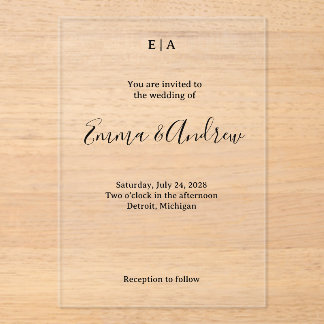 Luxury Acrylic Wedding Invitation | Clear, Custom Acryl Uitnodigingen