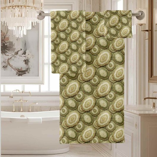 Luxury Agate | Geode Handdoekenset - Olijfgroen Bad Handdoek
