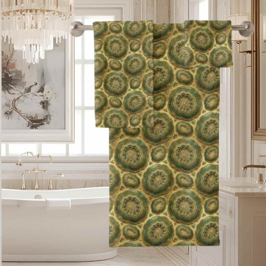 Luxury Agate | Geode Handdoekenset - Olijfgroen Bad Handdoek