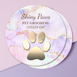Luxury Agate Glitter Dog Paw Pet Grooming Ronde Sticker