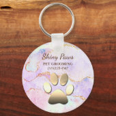 Luxury Agate Glitter Dog Paw Pet Grooming Sleutelhanger (Voorkant)