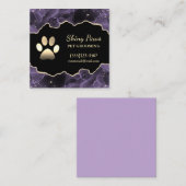 Luxury Agate Glitter Dog Paw Pet Grooming Vierkante Visitekaartje (Voorkant / Achterkant)