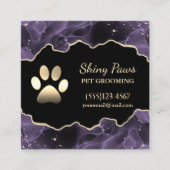 Luxury Agate Glitter Dog Paw Pet Grooming Vierkante Visitekaartje (Voorkant)