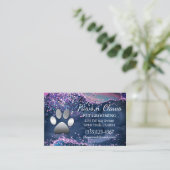 Luxury Agate Glitter Dog Paw Pet Grooming Visitekaartje (Staand voorkant)