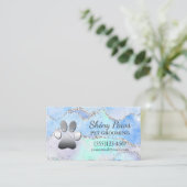 Luxury Agate Glitter Dog Paw Pet Grooming Visitekaartje (Staand voorkant)