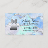 Luxury Agate Glitter Dog Paw Pet Grooming Visitekaartje (Voorkant)
