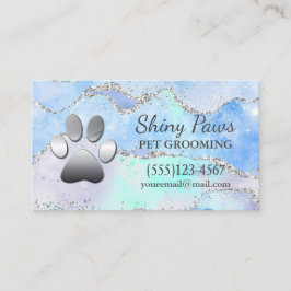 Luxury Agate Glitter Dog Paw Pet Grooming Visitekaartje