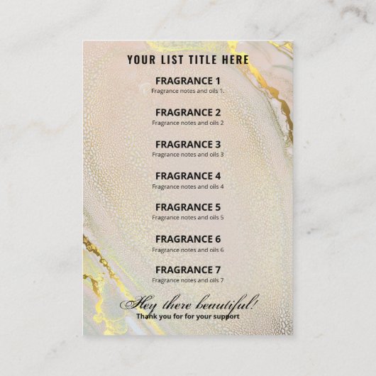 Luxury Alcohol Kaart productprijslijst Visitekaartje (Achterkant)