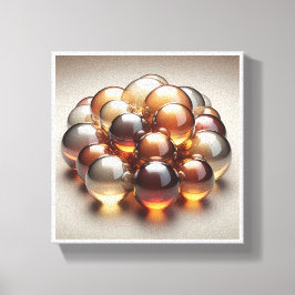 Luxury Amber Glass Spheres - 3D Crystal Abstract W Canvas Afdruk