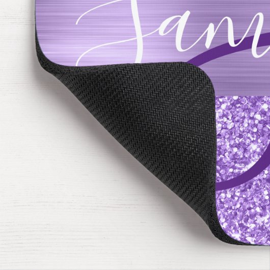 Luxury Amethyst Glitter Gepersonaliseerd Monogram Muismat (Hoek)