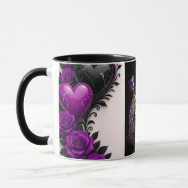 Luxury Amethyst Hart en Paarse Rozen Koffiemok Mok