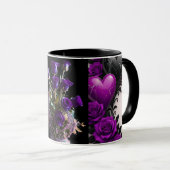 Luxury Amethyst Heart and Purple Roses Coffee Mug Mok (Voorkant rechts)