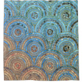 Luxury Aqua Crème Metal Folie Glitter Stippen Circ Douchegordijn (Voorkant)