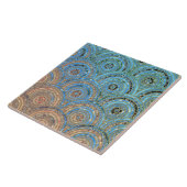 Luxury Aqua Crème Metal Folie Glitter Stippen Circ Tegeltje (Zijkant)