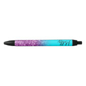 Luxury Aqua en Royal Paars Glitter Ombre Zwarte Inkt Pen (Voorkant)