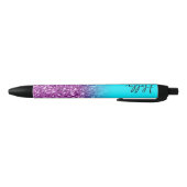 Luxury Aqua en Royal Paars Glitter Ombre Zwarte Inkt Pen (Bodem)