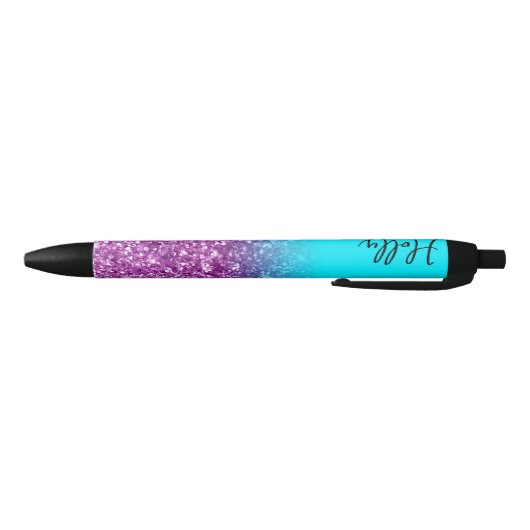 Luxury Aqua en Royal Paars Glitter Ombre Zwarte Inkt Pen (Bodem)