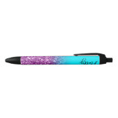Luxury Aqua en Royal Paars Glitter Ombre Zwarte Inkt Pen (Bovenkant)